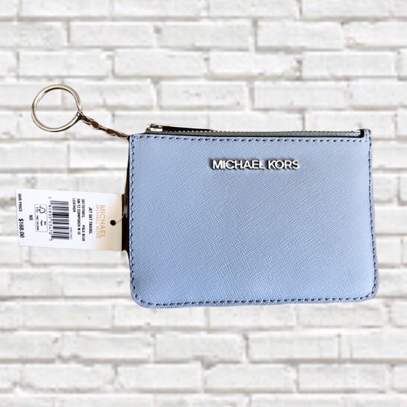 🎉HP🎉MICHAEL KORS • Serena Leather Studded Shoulder Bag & Coinpurse • Pale Blue - Picture 7 of 10
